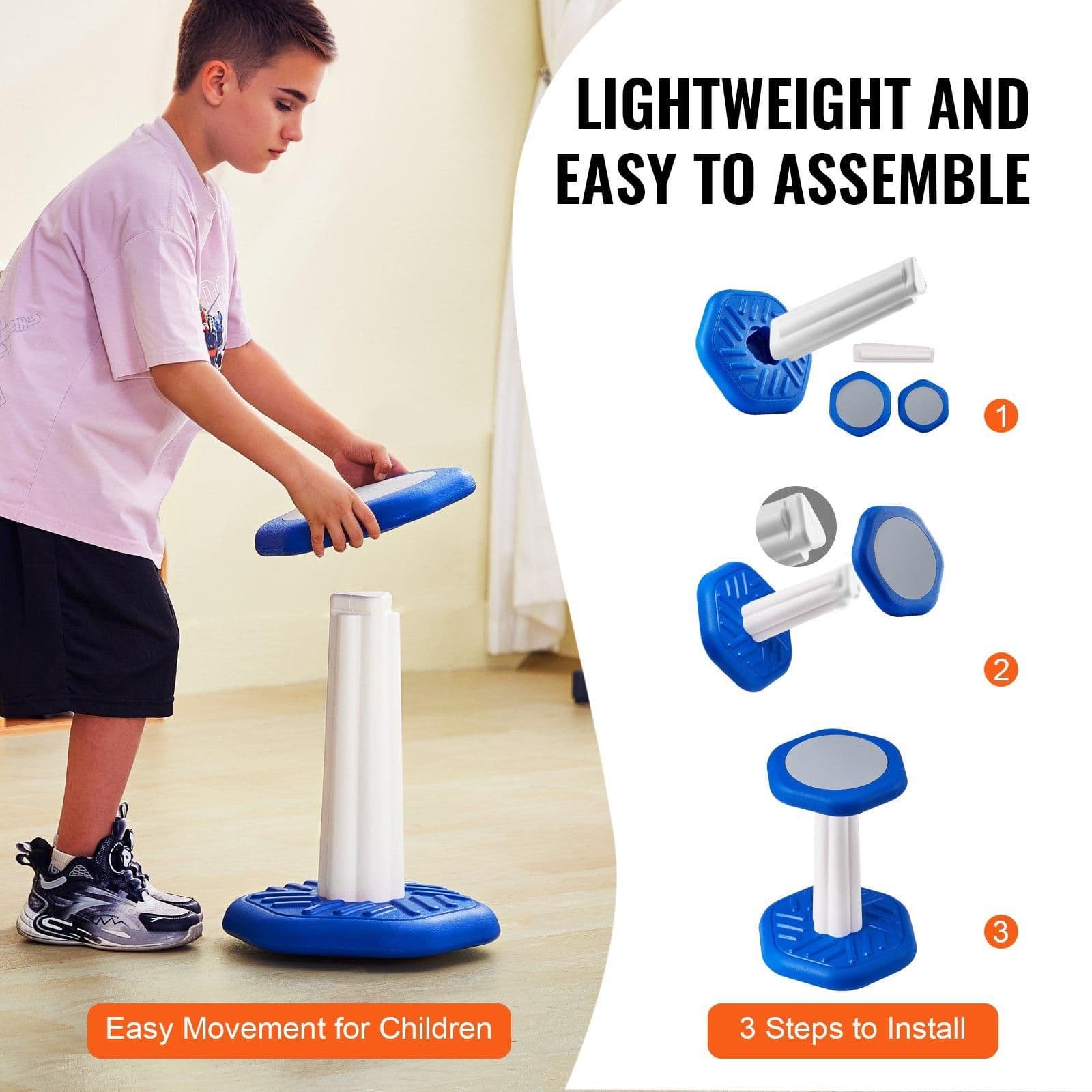 image-VEVOR Kids Wobble Chair, Active Chair with Sponge Cushion, Wobble Stool Improves Focus, Posture and Calm Children, Ideal for Schools and Home, Age 7-14, Blue
