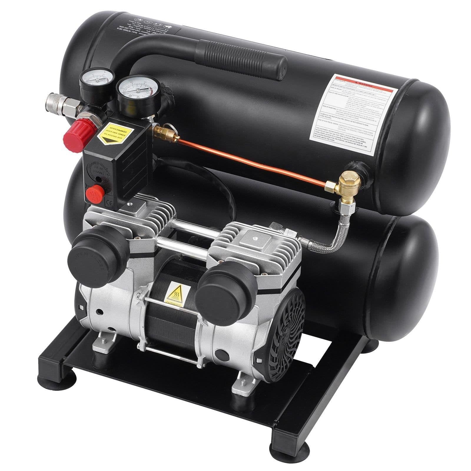 image-VEVOR Air Compressor, 4.6 Gallon Steel Tank, 1HP 2.2 CFM@90 PSI Oil Free Air Compressor & Max. 120PSI Pressure, 80dB Ultra Quiet Portable Compressor, for Auto Repair, Tire Inflation, Spray Painting