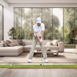 image-VEVOR Golf Putting Mat, 5 Hole Indoor Golf Putting Green, Wrinkle-Free Golf Training Aid, Mini Golf Set with Auto-Ball Return, Alignment Guide, 3 Ball, Wood Base, Game Practice Gift for Home Offic
