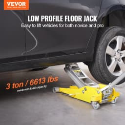 image-VEVOR Low Profile Floor Jack 3 Ton (6600 lbs), Heavy Duty Aluminum Hydraulic Racing Floor Jack, Hydraulic Car Jack, Dual Piston Quick Lift Pump, 3.7"-18.3" Height Lifting Range (Yellow)