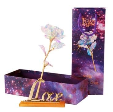 image-24K Luminous Color Gold Rose Flower Set