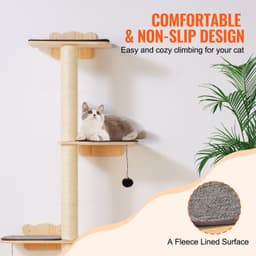 image-VEVOR 4 Tiers Cat Tree, Cat Wall Furniture Set with 4 Jumping Boards, Wall-Mounted Cat Floating Shelf up to 40 lbs, 12 mm Pine Wood Cat Perch for Sleeping, Playing, and Climbing