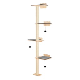 image-VEVOR 4 Tiers Cat Tree, Cat Wall Furniture Set with 4 Jumping Boards, Wall-Mounted Cat Floating Shelf up to 40 lbs, 12 mm Pine Wood Cat Perch for Sleeping, Playing, and Climbing