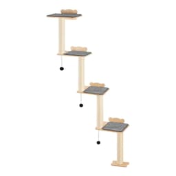 image-VEVOR 4 Tiers Cat Tree, Cat Wall Furniture Set with 4 Jumping Boards, Wall-Mounted Cat Floating Shelf up to 40 lbs, 12 mm Pine Wood Cat Perch for Sleeping, Playing, and Climbing