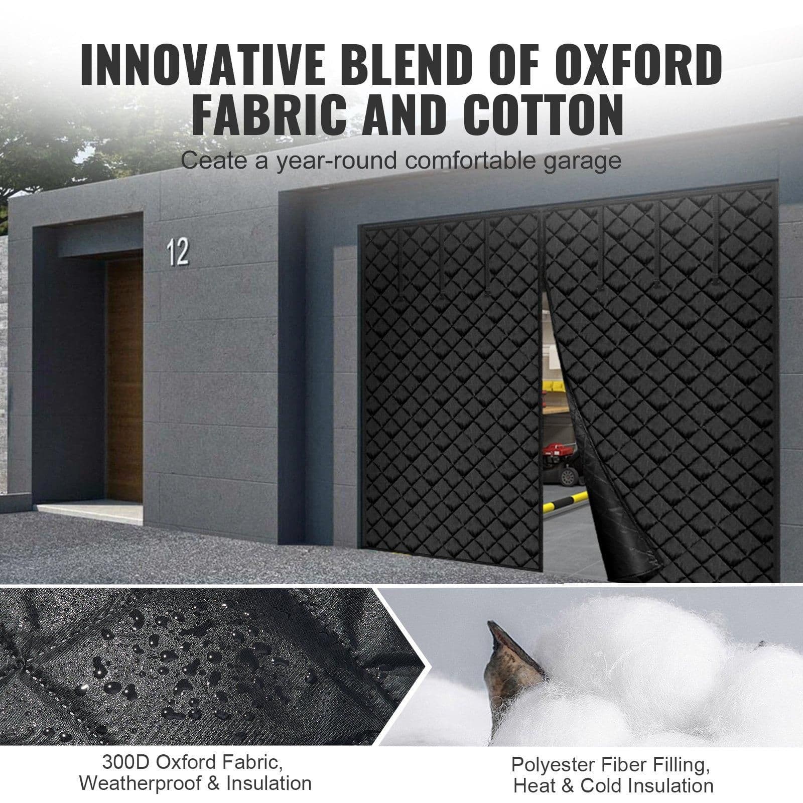 image-VEVOR Garage Door Screen for Winter 9.28 x 7.15 ft Garage Door Insulation Kit