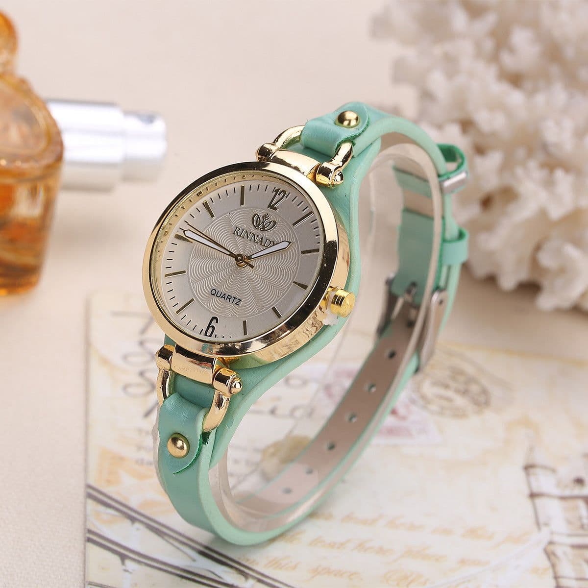 image-explosive quartz watch ladies leather thin strap pure color fashion women's gift watch women one piece dropshipping
