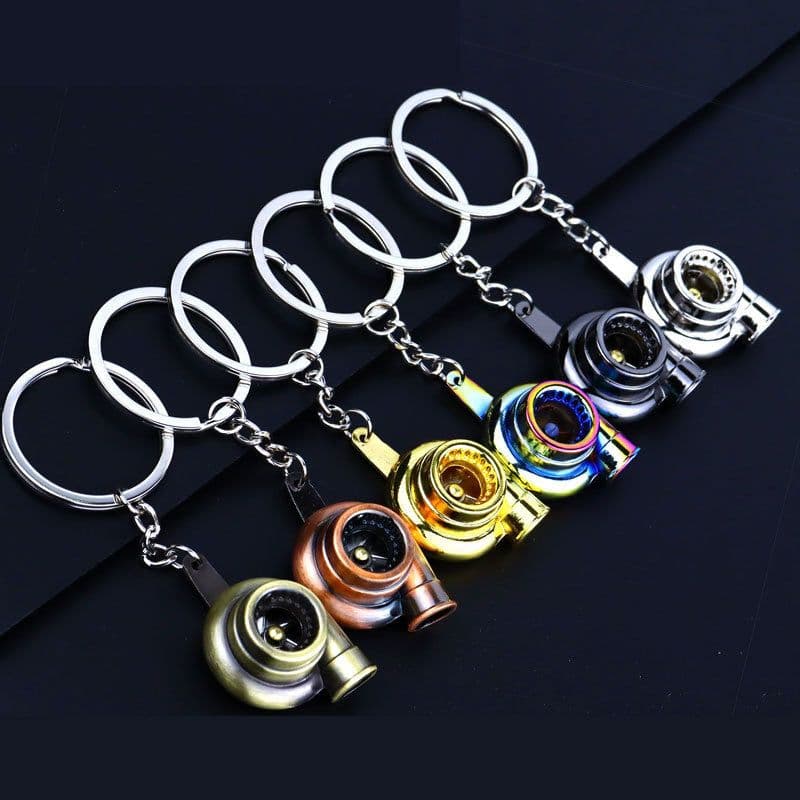 image-Creative car modified turbocharged key chain metal turbo key chain pendant advertisement small gift wholesale