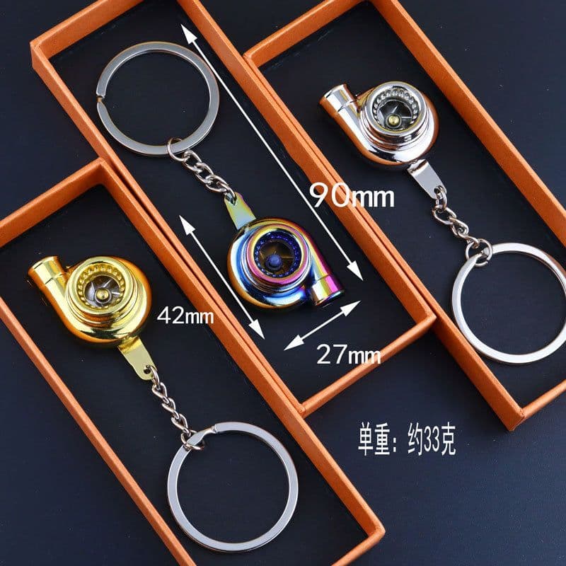 image-Creative car modified turbocharged key chain metal turbo key chain pendant advertisement small gift wholesale