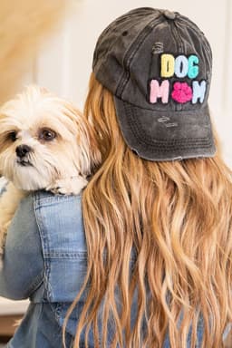 image-Black DOG MOM Baseball Cap - Cotton, Breathable, Cute Design