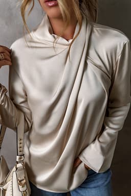 image-Jet Stream Satin Cross Front Slit Back Blouse