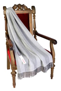 image-Alpaca wool herringbone patterned greyish plaid