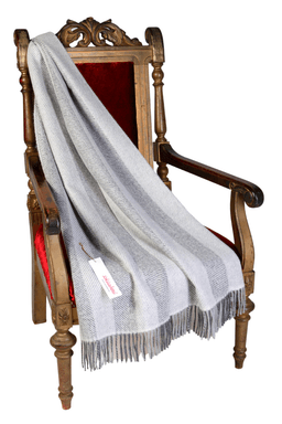 image-Alpaca wool herringbone patterned greyish plaid