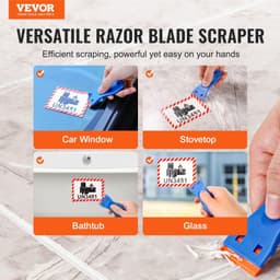 image-VEVOR Plastic Razor Blade Scraper Tool - 2 Scrapers & 120 Blades