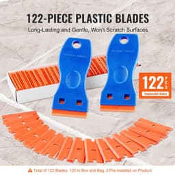 image-VEVOR Plastic Razor Blade Scraper Tool - 2 Scrapers & 120 Blades
