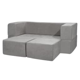 image-VEVOR Kids Couch, 4Pcs Modular Kids Play Couch, Toddler Couch Sofa Bed, Kids Chair Seat Playroom Furniture, Child Sectional Sofa with Removable Cover for Kids Girls & Boys, Grey