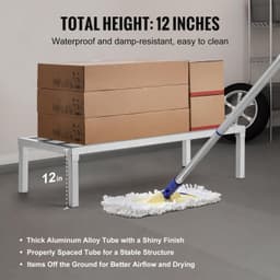 image-VEVOR Aluminum Dunnage Rack, 48” x 20” Commercial Food Floor Rack, 12” Off the Floor, 1800 lbs Capacity All-Welded Aluminum Storage Rack, for Storage in Restaurants, Kitchens, Garages and Vehicles