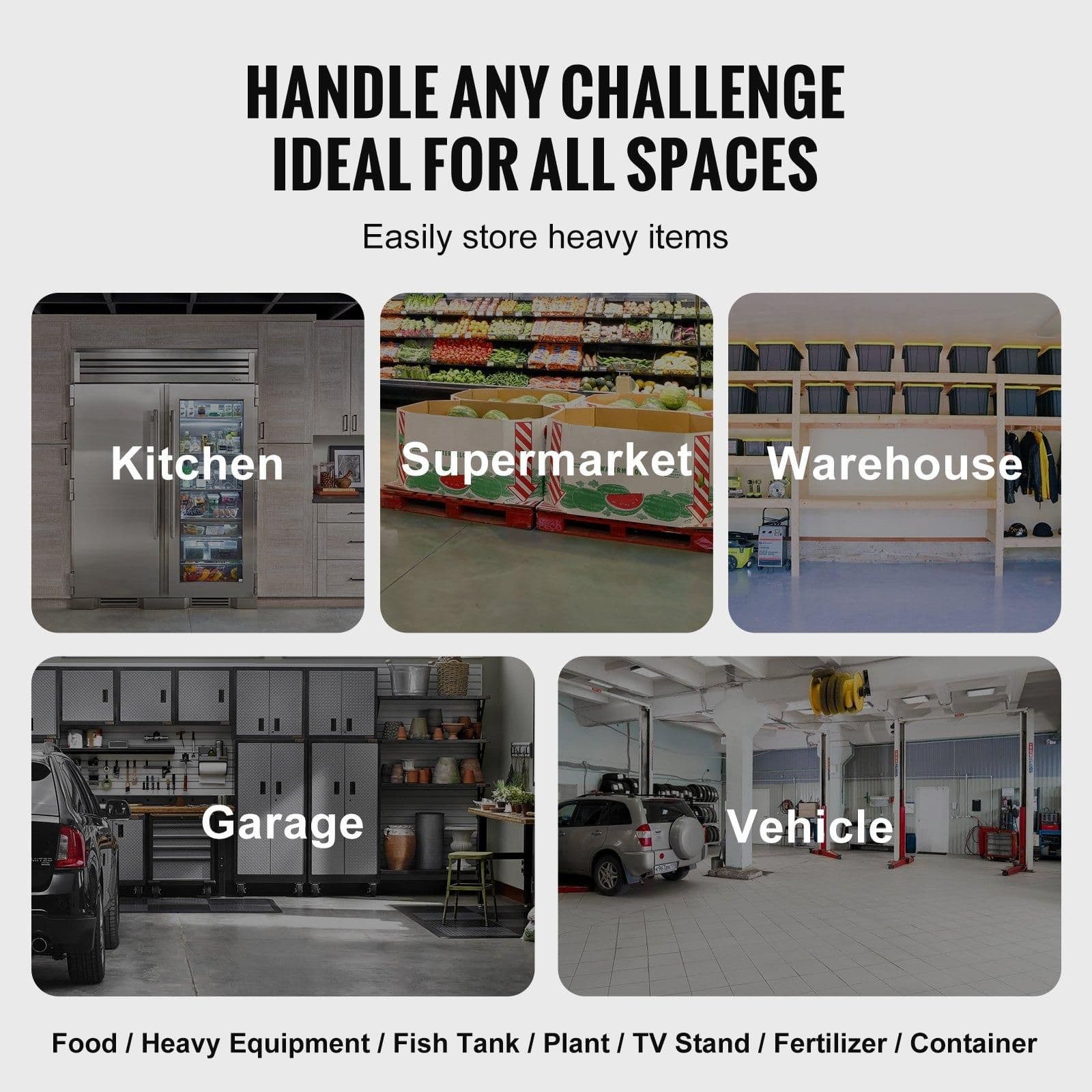 image-VEVOR Aluminum Dunnage Rack, 48” x 20” Commercial Food Floor Rack, 12” Off the Floor, 1800 lbs Capacity All-Welded Aluminum Storage Rack, for Storage in Restaurants, Kitchens, Garages and Vehicles