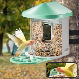 image-VEVOR Smart Bird Feeder with Camera, 2K HD AI Identify 10,000+ Bird Species, Solar-Powered Bird Watching Camera with Auto Capture & Instant Notify, Wireless Outdoor Ideal Gift for Bird Lovers (Green)