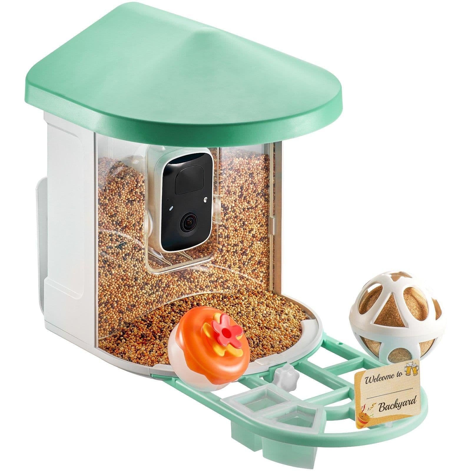 image-VEVOR Smart Bird Feeder with Camera, 2K HD AI Identify 10,000+ Bird Species, Solar-Powered Bird Watching Camera with Auto Capture & Instant Notify, Wireless Outdoor Ideal Gift for Bird Lovers (Green)