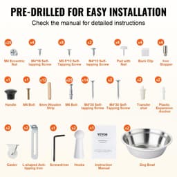 image-VEVOR Pet Feeding Station with 2 Stainless Steel Bowls, Elevated Dog Bowls with Storage, Dog Food Storage and Feeder Station with Tilt Out Storage Cabinet, Pet Toy Storage Organizer, for Small Dogs