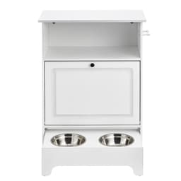 image-VEVOR Pet Feeding Station with 2 Stainless Steel Bowls, Elevated Dog Bowls with Storage, Dog Food Storage and Feeder Station with Tilt Out Storage Cabinet, Pet Toy Storage Organizer, for Small Dogs