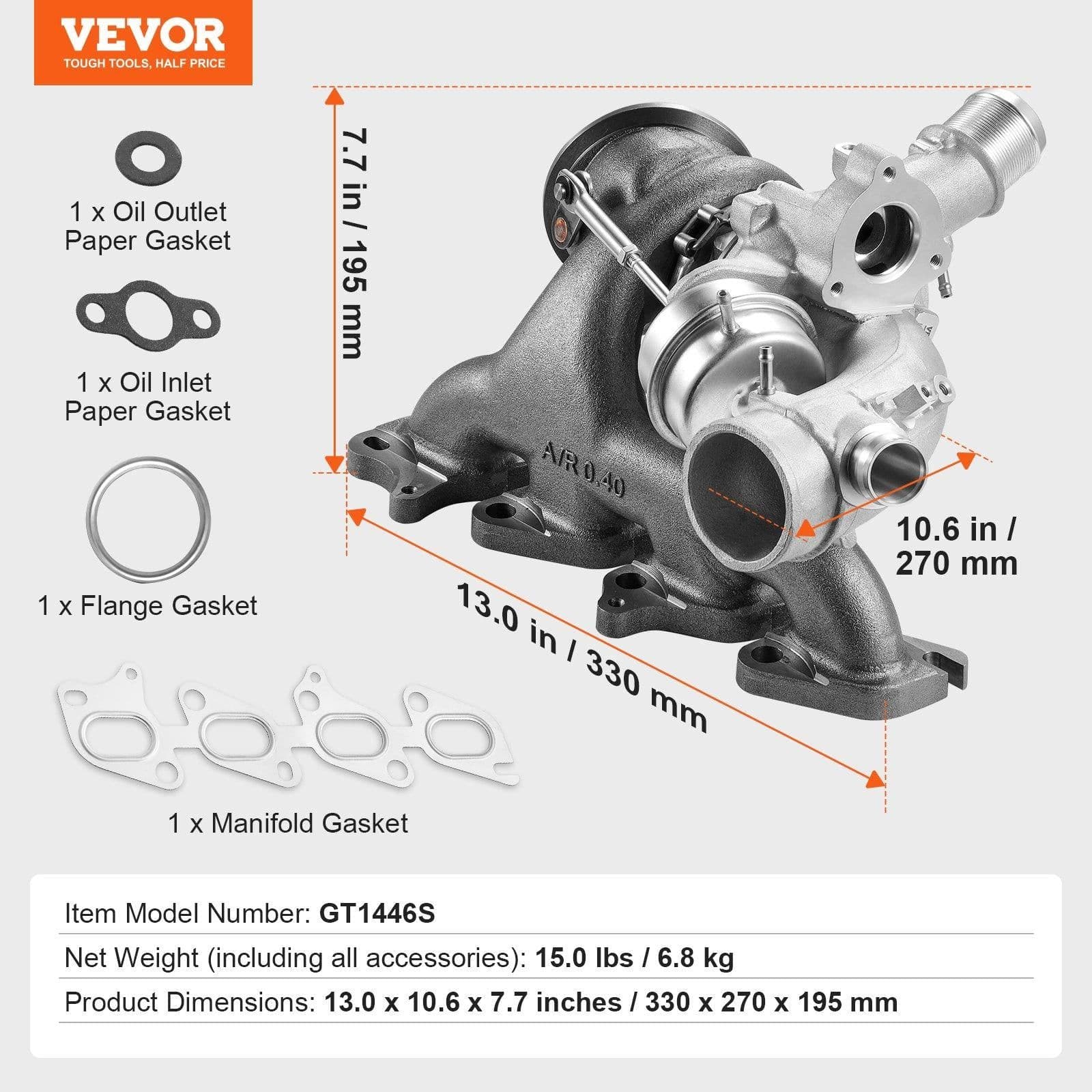 image-VEVOR Turbo Turbocharger Kit for Engines Chevy Chevrolet Cruze 2011-2019 1.4T