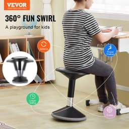 image-VEVOR Wobble Chair, Height-Adjustable (15.7-21.7") Active Chair, Flexible Seating Wobble Stool Made of PVC+ABS Improves Focus & Posture, Ideal for Schools, Office and Home, Age 12-18, Black
