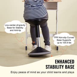 image-VEVOR Wobble Chair, Height-Adjustable (15.7-21.7") Active Chair, Flexible Seating Wobble Stool Made of PVC+ABS Improves Focus & Posture, Ideal for Schools, Office and Home, Age 12-18, Black