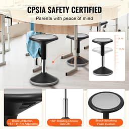 image-VEVOR Wobble Chair, Height-Adjustable (15.7-21.7") Active Chair, Flexible Seating Wobble Stool Made of PVC+ABS Improves Focus & Posture, Ideal for Schools, Office and Home, Age 12-18, Black