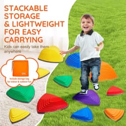 image-VEVOR Balance Stepping Stones for Kids, 12 PCS, Up to 220 lbs, Non-Slip Toddlers Sensory Stepping Stones, Obstacle Course Coordination Game Toys Indoor or Outdoor Play for Children Aged 3 4 5 6 7 8+