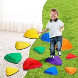 image-VEVOR Balance Stepping Stones for Kids, 12 PCS, Up to 220 lbs, Non-Slip Toddlers Sensory Stepping Stones, Obstacle Course Coordination Game Toys Indoor or Outdoor Play for Children Aged 3 4 5 6 7 8+