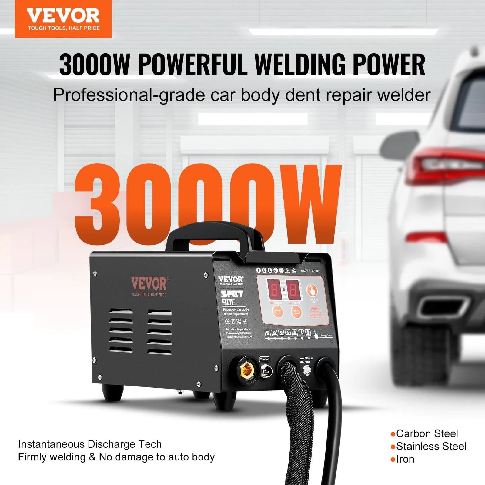 image-VEVOR Spot Welder Dent Puller, 3KW Stud Welder Dent Repair Kit with 2 Welding Guns, Auto/Manual Welding & 7 Modes, 110V Auto Body Spot Welding Dent Repair Machine for Car, Truck Dent Repair