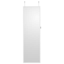 image-VEVOR Mirror Jewelry Cabinet, 47.05-Inch Tall Lockable Jewelry Cabinet Armoire with Full-Length Mirror, Wall or Door Mounted Jewelry Mirror Organizer with LED Interior Lights and Velvet Lining, White