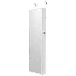 image-VEVOR Mirror Jewelry Cabinet, 47.05-Inch Tall Lockable Jewelry Cabinet Armoire with Full-Length Mirror, Wall or Door Mounted Jewelry Mirror Organizer with LED Interior Lights and Velvet Lining, White
