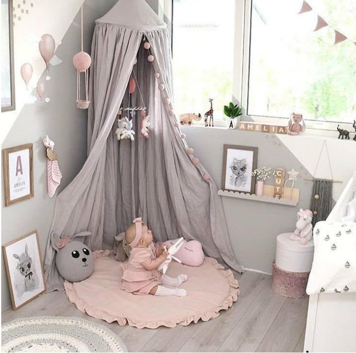 image-Children's baby play blanket ins lace solid color crawling mat, stroller is air-conditioned quilt, children's room decoration