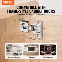 image-VEVOR Cabinet Hinges, 40 Packs Partial Overlay Kitchen Cabinet Door Hinges, 105 Degree Opening Angel Soft Close Concealed Cupboard Hinges for Framed Cabinet Type, with Mounting Screws