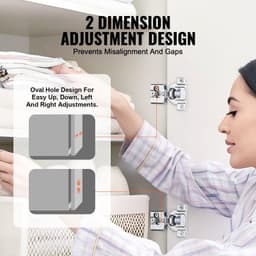 image-VEVOR Cabinet Hinges, 40 Packs Partial Overlay Kitchen Cabinet Door Hinges, 105 Degree Opening Angel Soft Close Concealed Cupboard Hinges for Framed Cabinet Type, with Mounting Screws