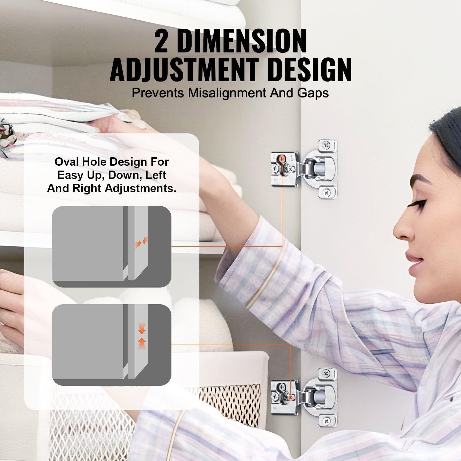 image-VEVOR Cabinet Hinges, 40 Packs Partial Overlay Kitchen Cabinet Door Hinges, 105 Degree Opening Angel Soft Close Concealed Cupboard Hinges for Framed Cabinet Type, with Mounting Screws