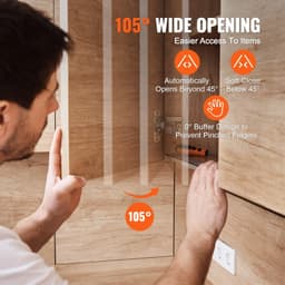 image-VEVOR Cabinet Hinges, 40 Packs Partial Overlay Kitchen Cabinet Door Hinges, 105 Degree Opening Angel Soft Close Concealed Cupboard Hinges for Framed Cabinet Type, with Mounting Screws