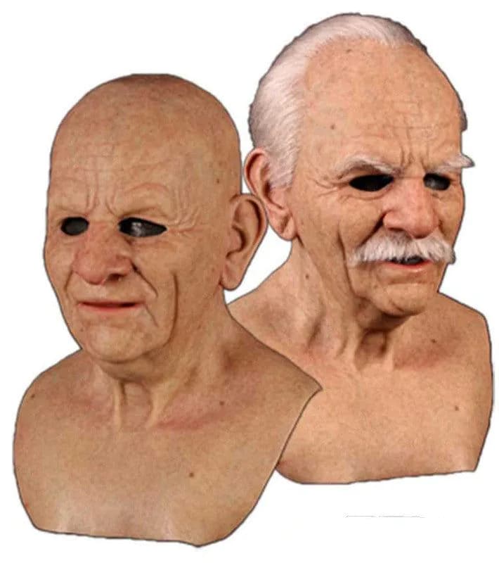 image-Old man mask white hair white beard headgear halloween