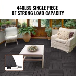 image-VEVOR Interlocking Deck Tiles, 36 Pack,11.6"x11.6" 36 sq. ft Plastic Waterproof Outdoor Flooring All Weather Use, Patio Floor Decking Covering Tiles for Porch Poolside Balcony Backyard, Dark Brown