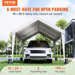 image-VEVOR Carport, 10x20 ft Heavy Duty Car Canopy Garage Boat Shelter Party Tent with 8 Reinforced Poles and 4 Weight Bags, UV Resistant Waterproof All-Season Tarp for SUV, F150, Car, Truck, Boat