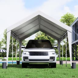 image-VEVOR Carport, 10x20 ft Heavy Duty Car Canopy Garage Boat Shelter Party Tent with 8 Reinforced Poles and 4 Weight Bags, UV Resistant Waterproof All-Season Tarp for SUV, F150, Car, Truck, Boat