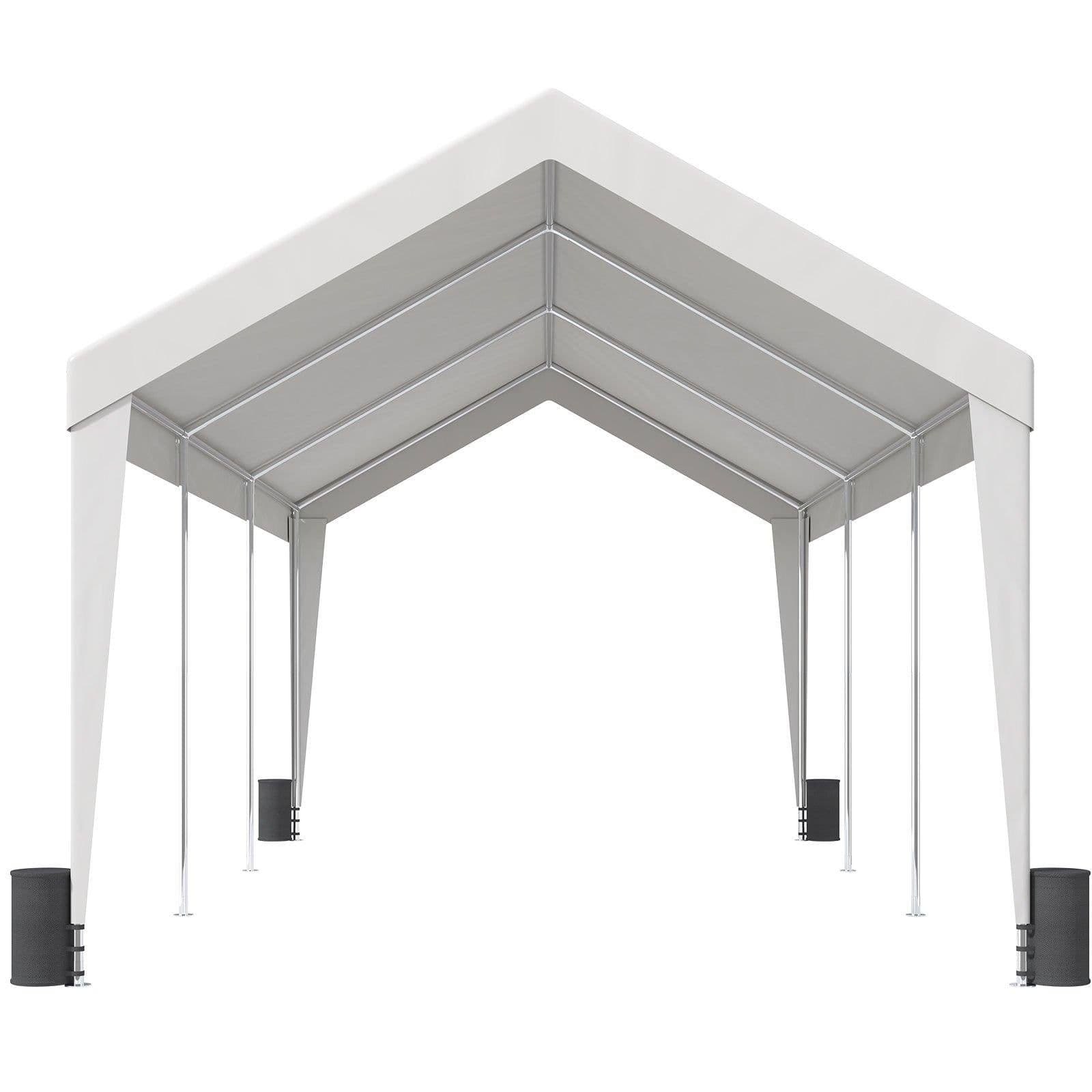 image-VEVOR Carport, 10x20 ft Heavy Duty Car Canopy Garage Boat Shelter Party Tent with 8 Reinforced Poles and 4 Weight Bags, UV Resistant Waterproof All-Season Tarp for SUV, F150, Car, Truck, Boat