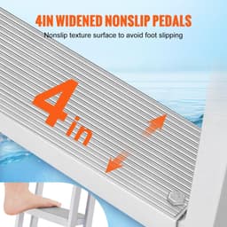 image-VEVOR Dock Ladder, Removable 3 Steps, 350 lbs Load Capacity, Aluminum Alloy Pontoon Boat Ladder with 4'' Wide Step & Nonslip Mat, Easy to Install for Ship/Lake/Pool/Marine Boarding