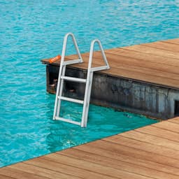image-VEVOR Dock Ladder, Removable 3 Steps, 350 lbs Load Capacity, Aluminum Alloy Pontoon Boat Ladder with 4'' Wide Step & Nonslip Mat, Easy to Install for Ship/Lake/Pool/Marine Boarding