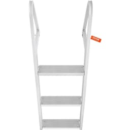 image-VEVOR Dock Ladder, Removable 3 Steps, 350 lbs Load Capacity, Aluminum Alloy Pontoon Boat Ladder with 4'' Wide Step & Nonslip Mat, Easy to Install for Ship/Lake/Pool/Marine Boarding