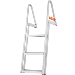 image-VEVOR Dock Ladder, Removable 3 Steps, 350 lbs Load Capacity, Aluminum Alloy Pontoon Boat Ladder with 4'' Wide Step & Nonslip Mat, Easy to Install for Ship/Lake/Pool/Marine Boarding