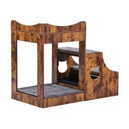 image-VEVOR Pet Bunk Bed with Removable Stairs, Dog/Cat Window Perch with Storage, Multi-Level Bed Window Perch Dog Bedside Sleeper Couch, Small Pet Seat Platform, Indoor Use (Rustic Brown)