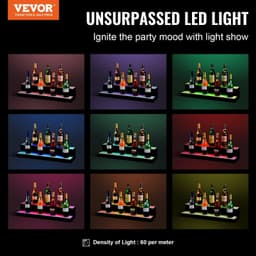 image-VEVOR LED Lighted Liquor Bottle Display, 2 Tiers 30 Inches, Illuminated Home Bar Shelf with RF Remote & App Control 7 Static Colors 1-4 H Timing, Acrylic Drinks Lighting Shelf for Holding 16 Bottles